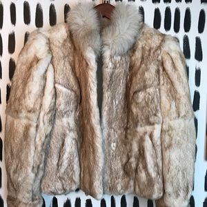 Vintage Rabbit Fur Brown Tan Jacket